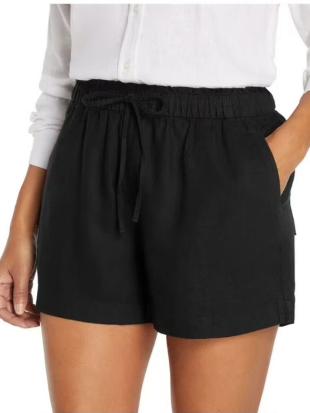 NWT Gap Black Linen Pull-On Tie Waistband Shorts - Women's Size Small